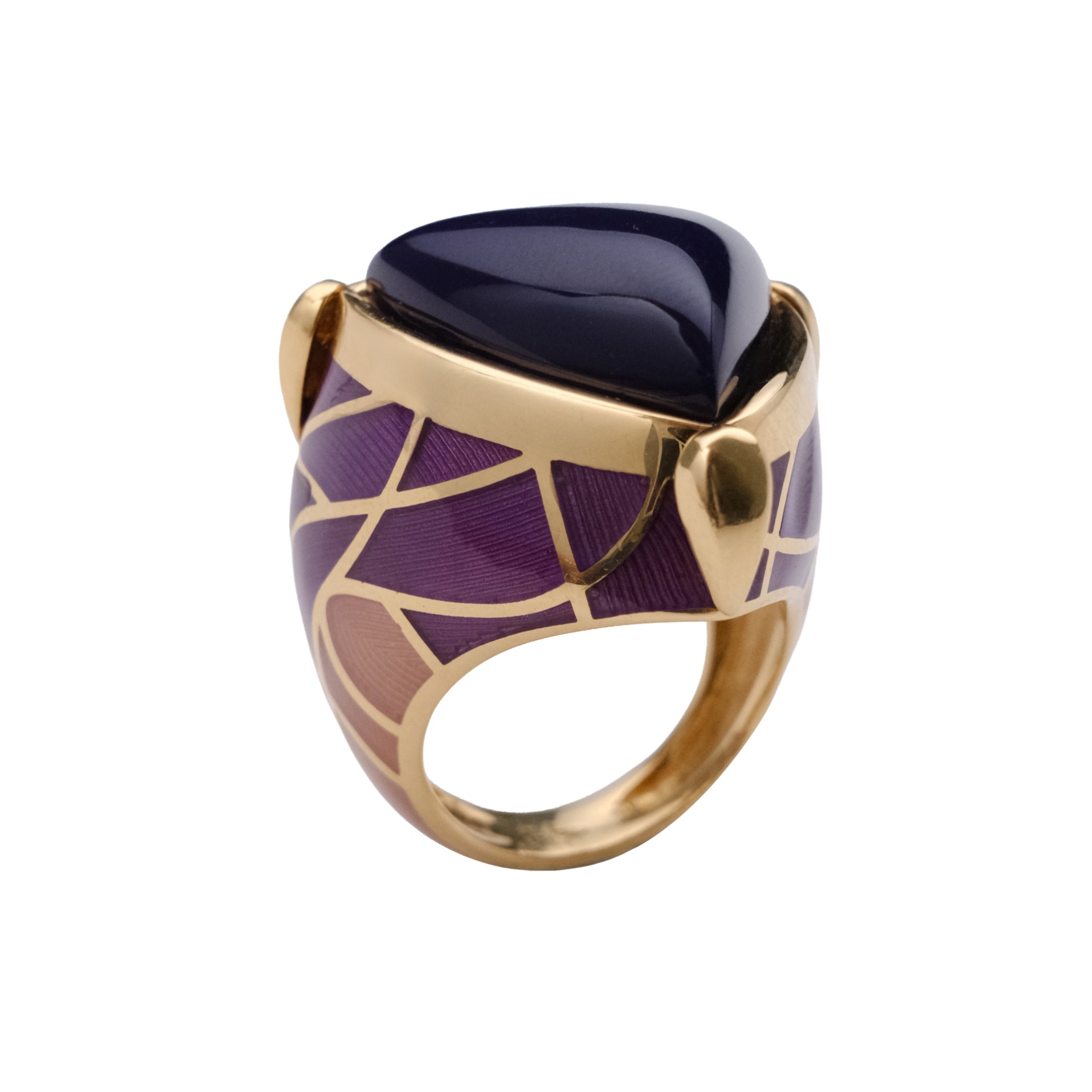 Plum Dome carved Enamel Ring