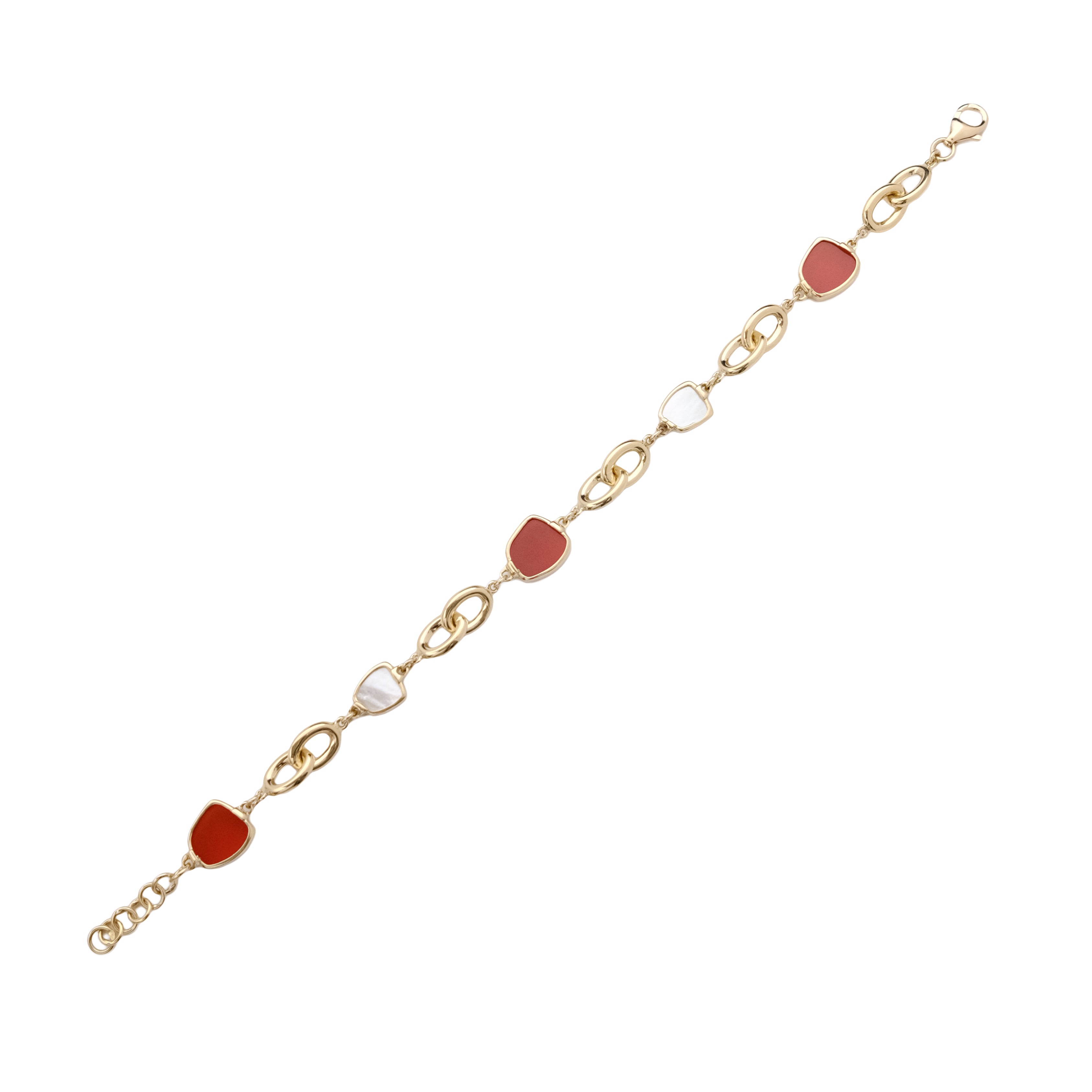 Mother of Pearl & Carnelian Link Bracelet