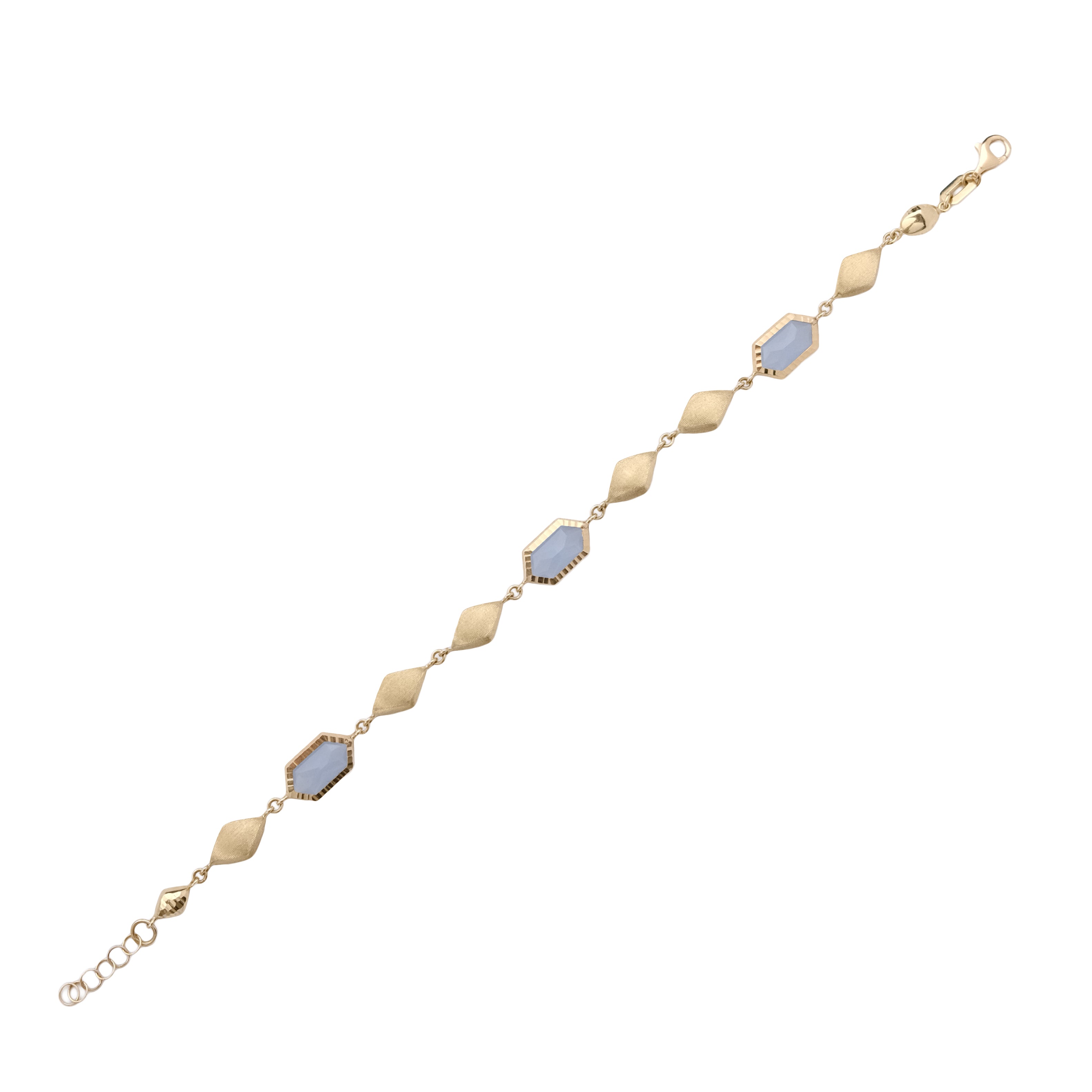 Blue Chalcedony Hexagon Link Bracelet