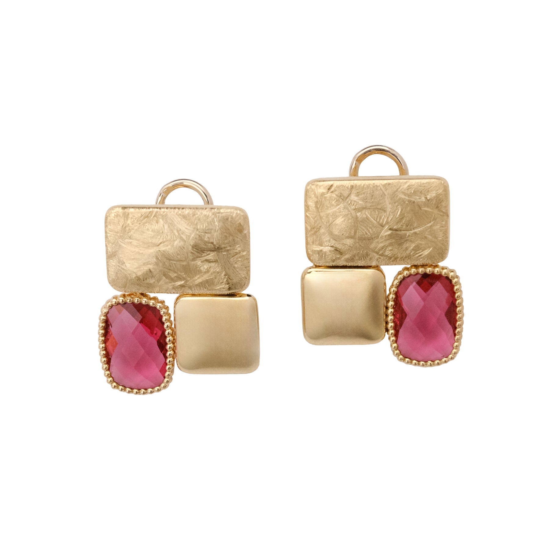Verde Lumière Textured Gold Drop Earrings