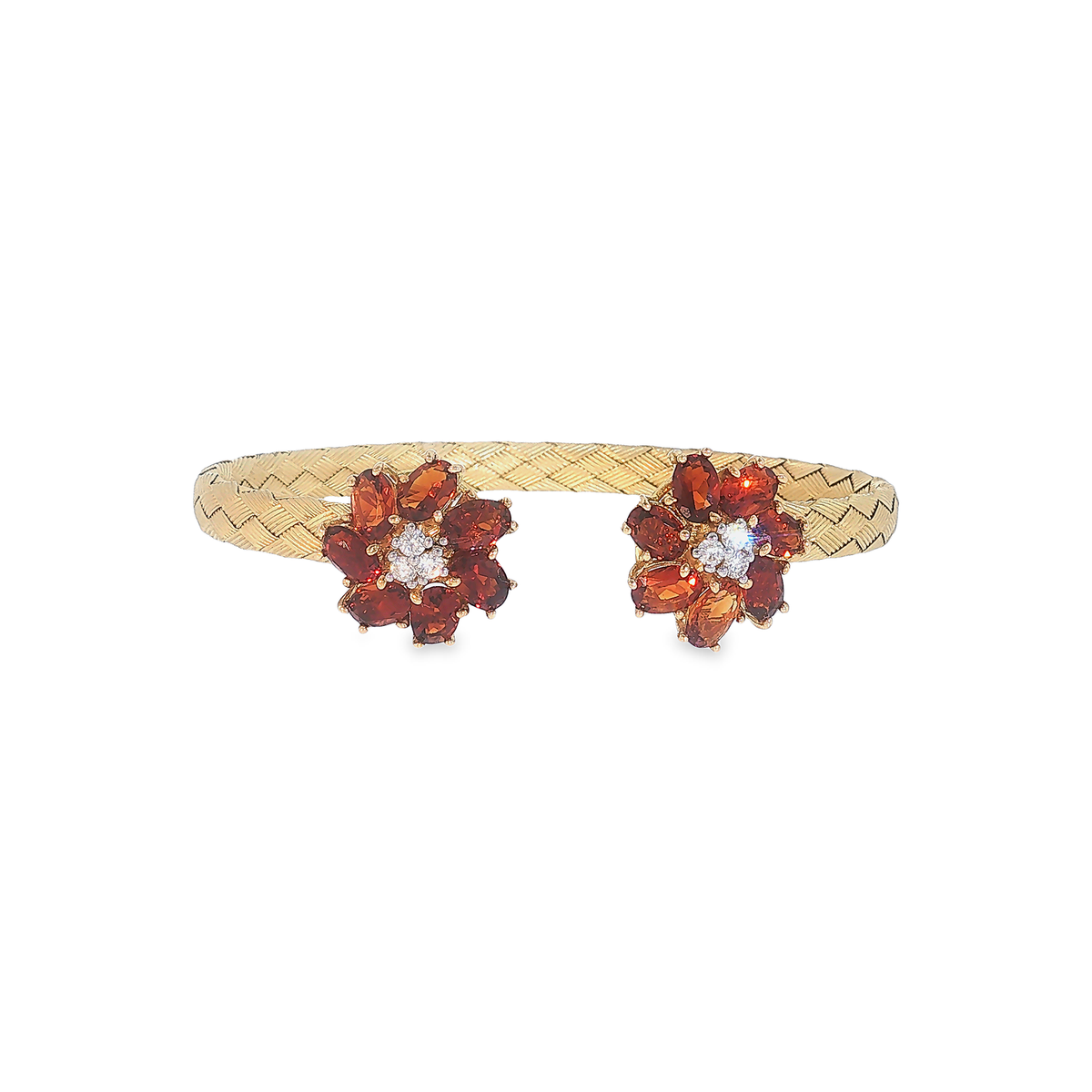 Floral Cluster Bangle in Yellow Gold