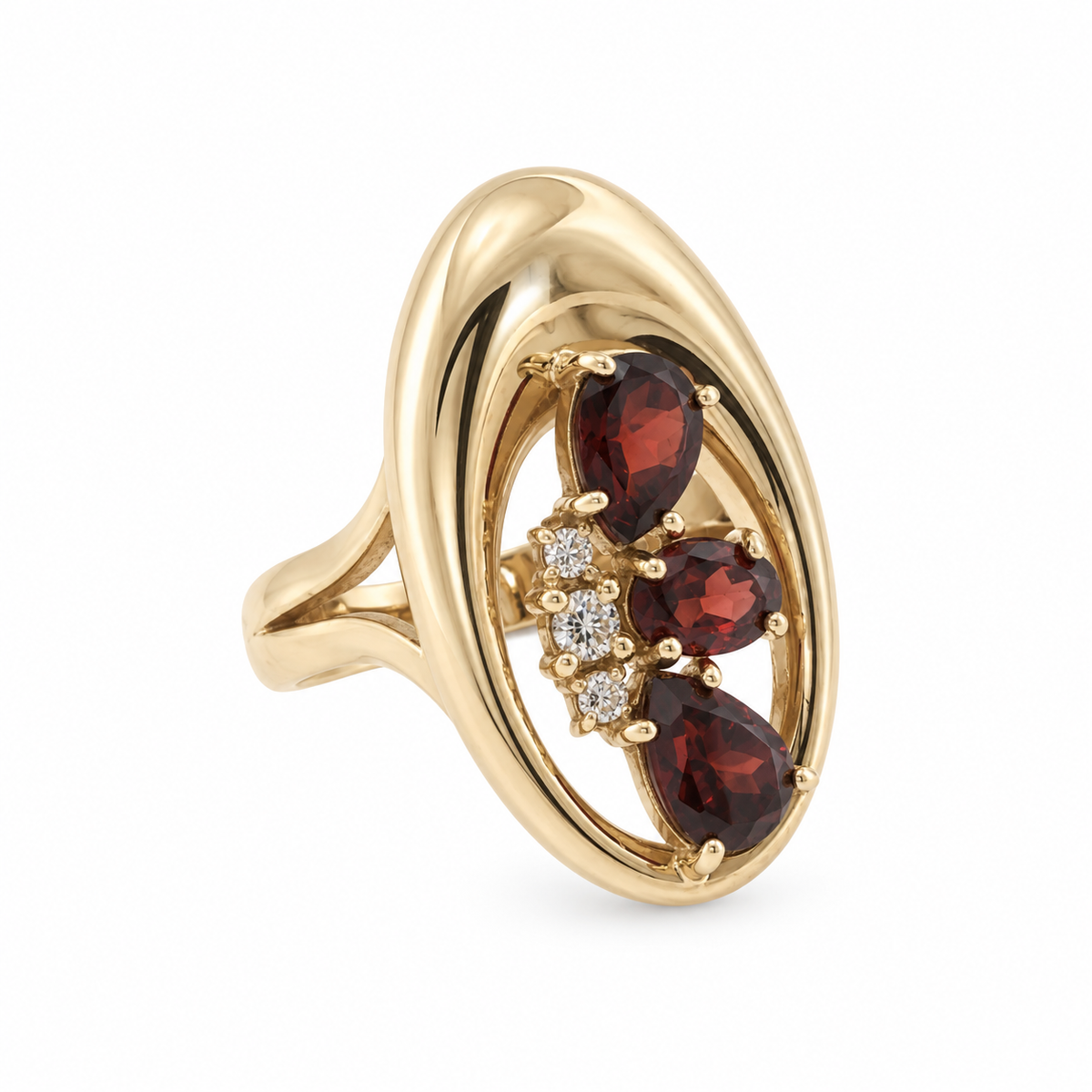 Oval Garnet and Diamond Cocktail Ring