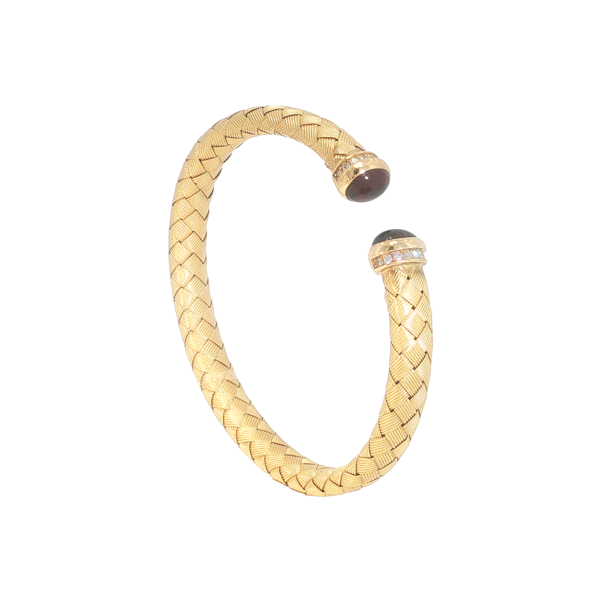 Woven Bangle with Cabochon Garnet