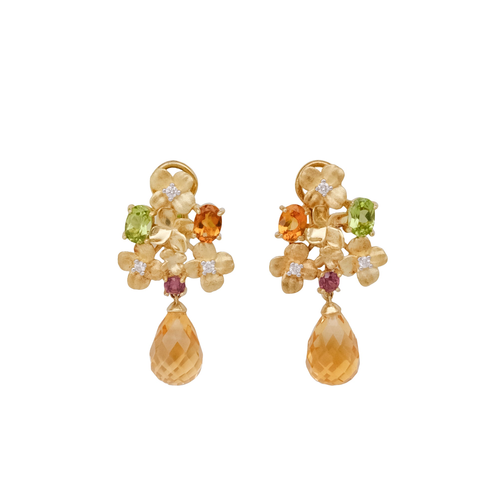 Floral Citrine Drop Earrings