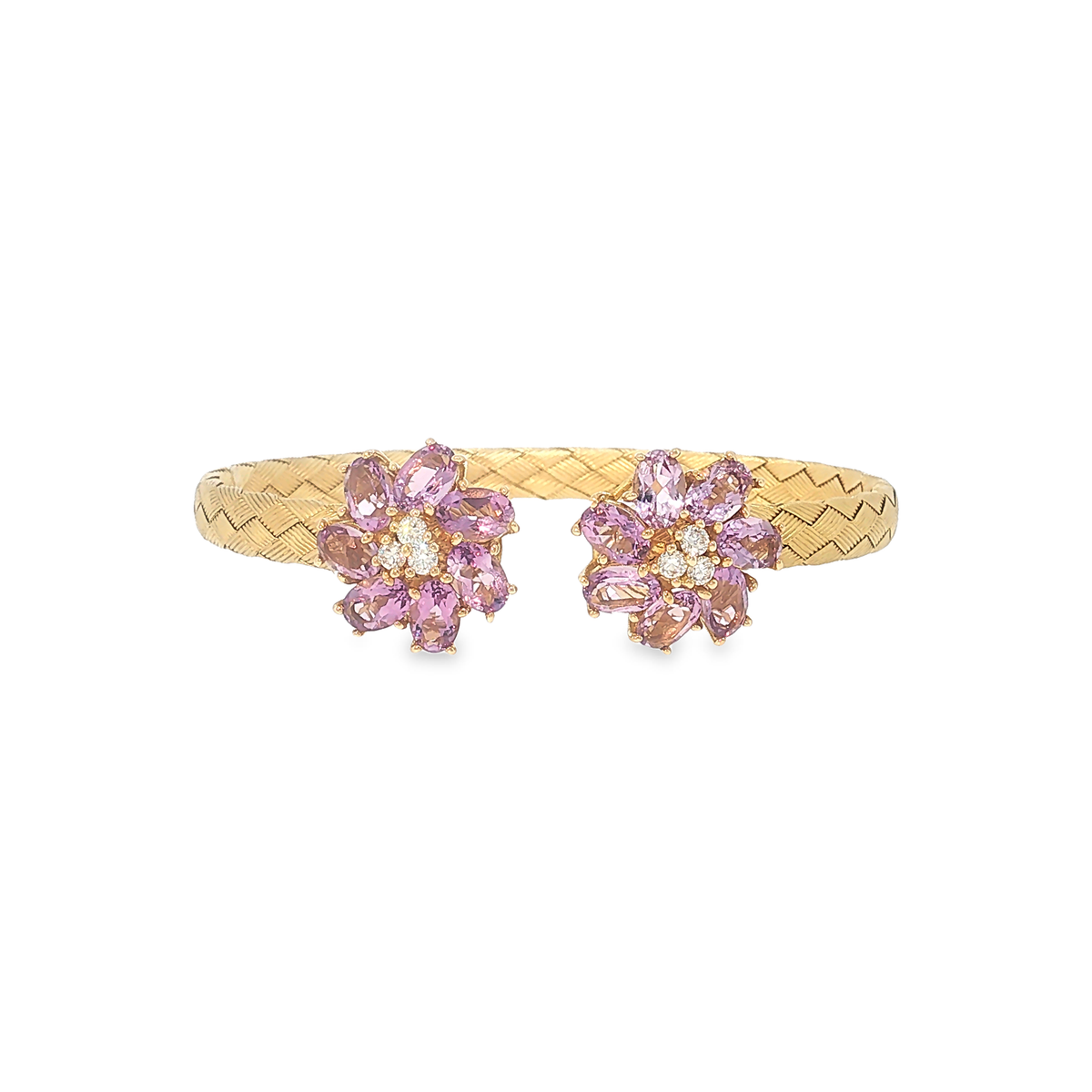 Floral Cluster Bangle in Yellow Gold