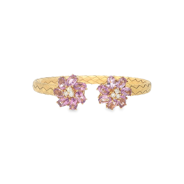 Floral Cluster Bangle in Yellow Gold