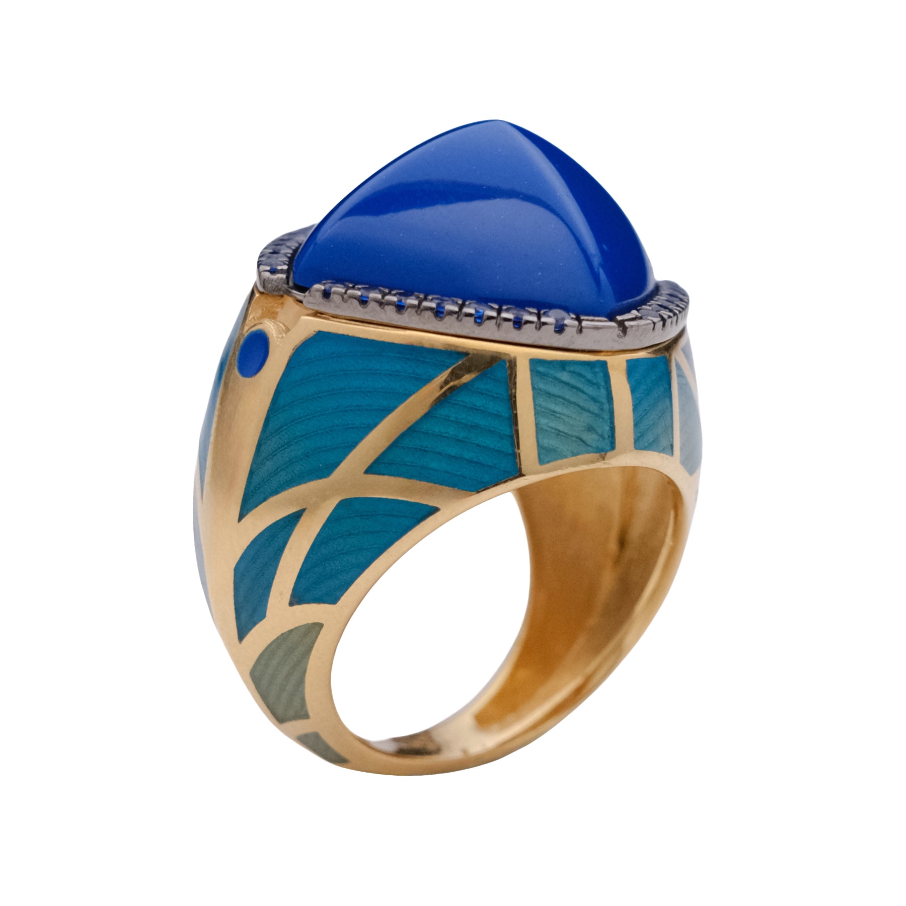 Egyptian Blue carved Enamel Ring