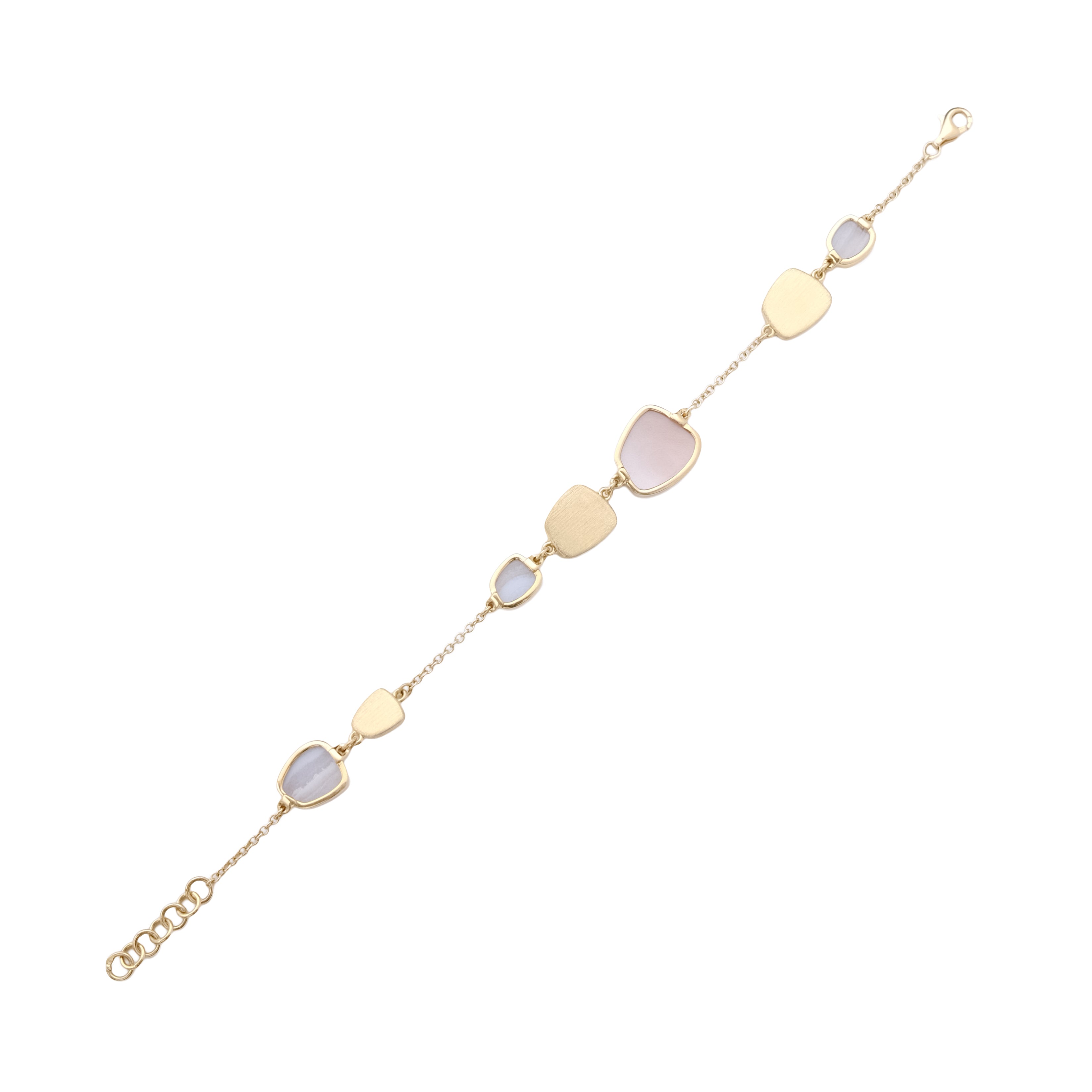 Pink Mother of Pearl & Agate Link Bracelet