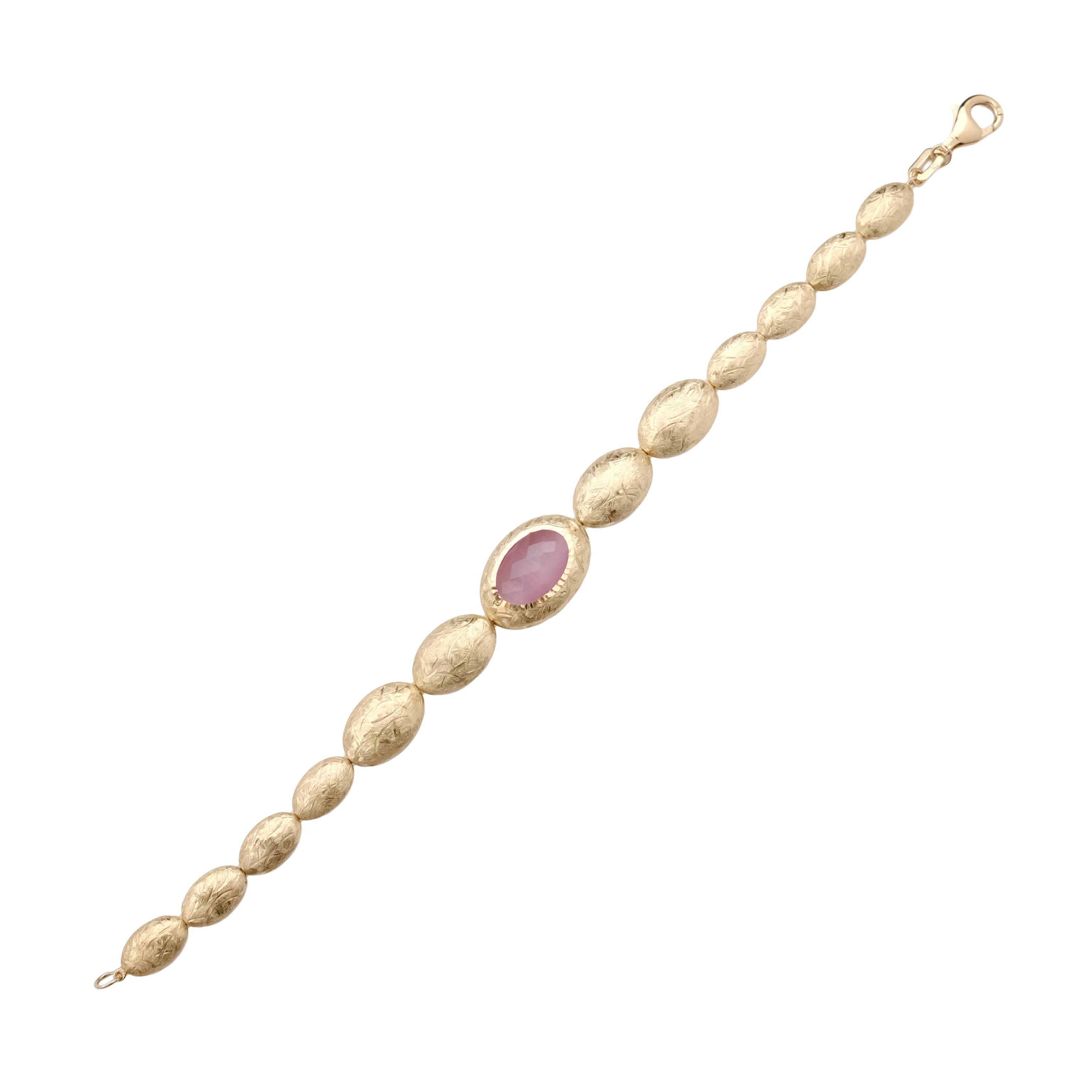 Pink Quartz Oval Link Bracelet