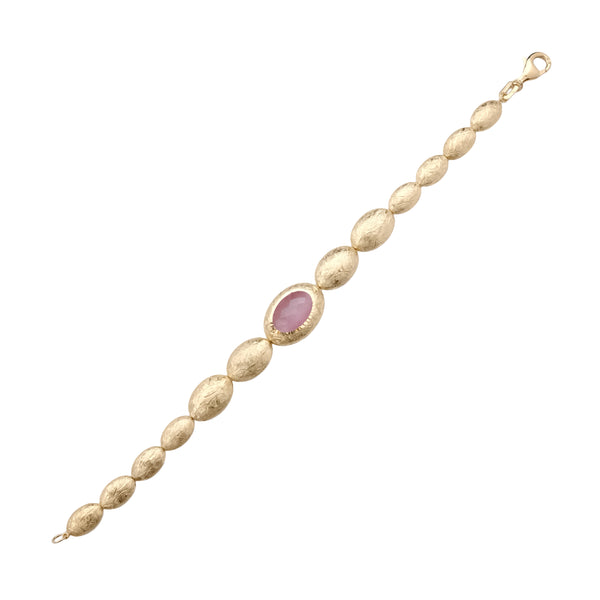 Pink Quartz Oval Link Bracelet