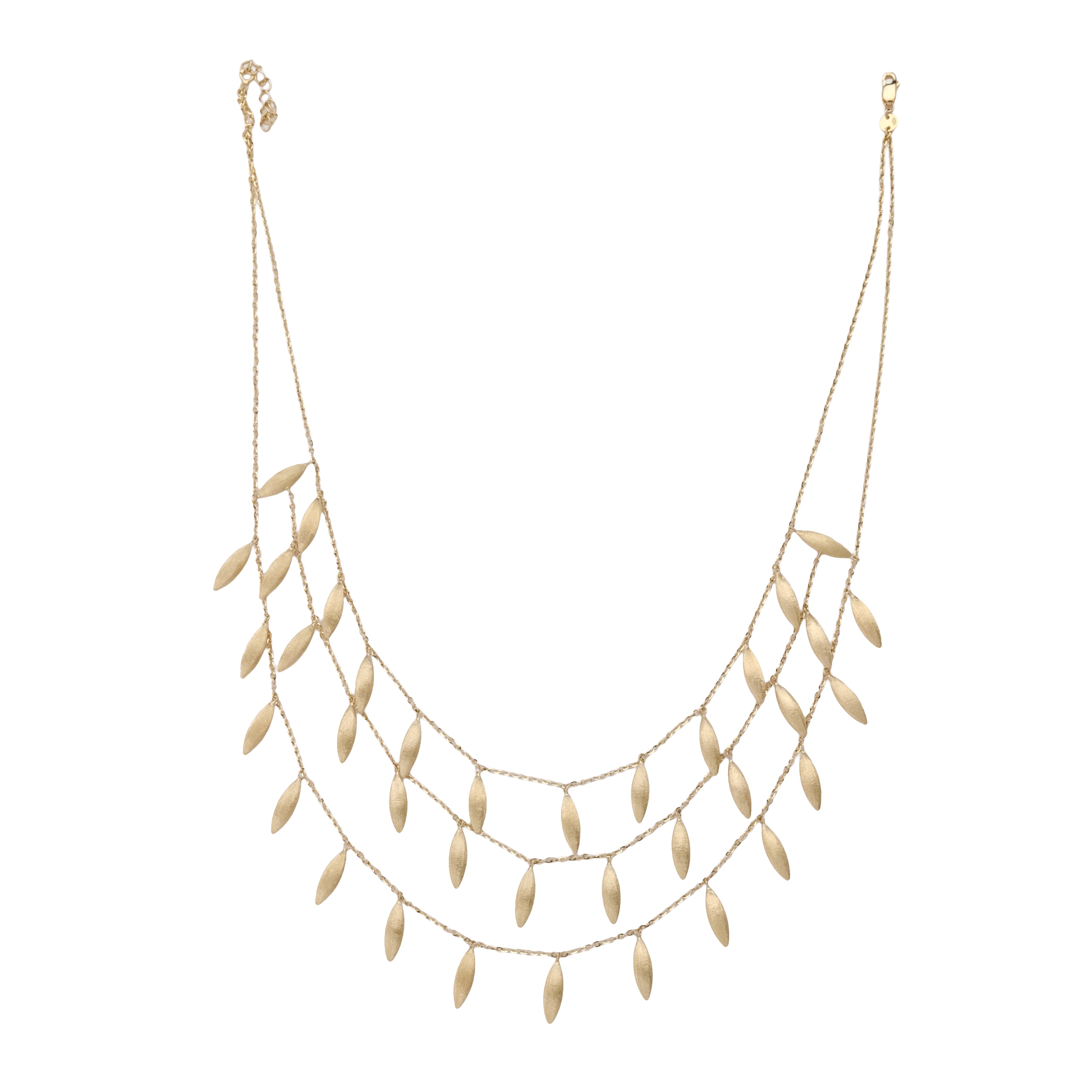 Three-Strand Pine Nut Motif Necklace
