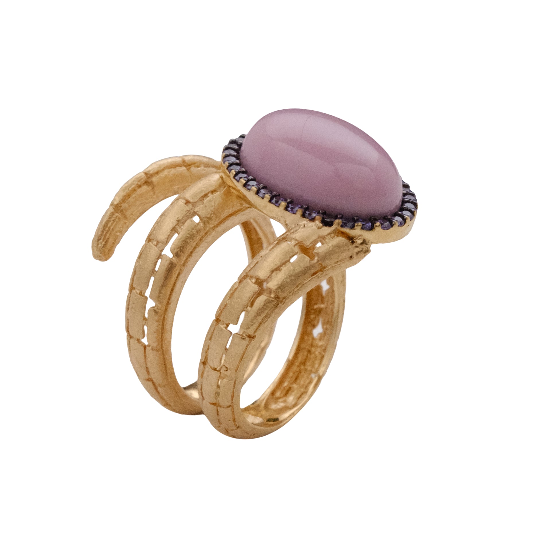Blush Spiral Halo Ring