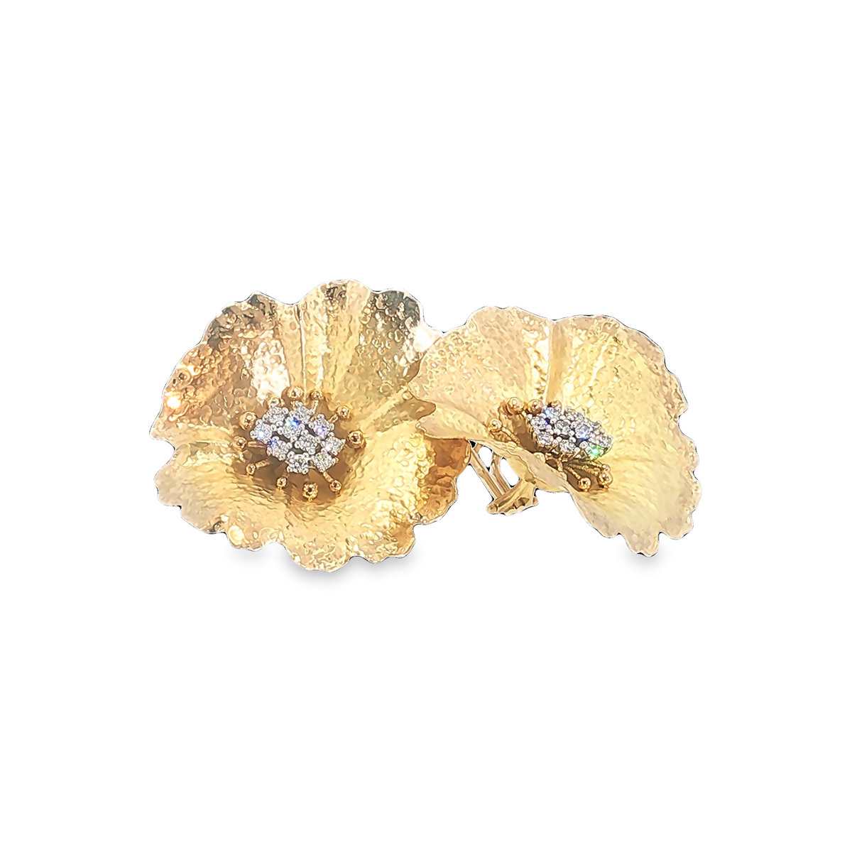 Floral Stud Earrings with Diamond Centers