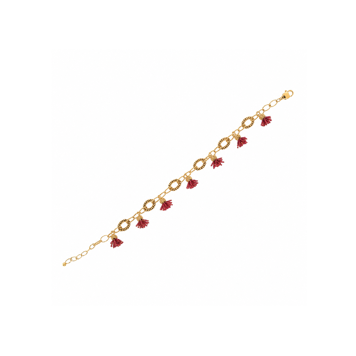 Ruby Tassel Charm Bracelet