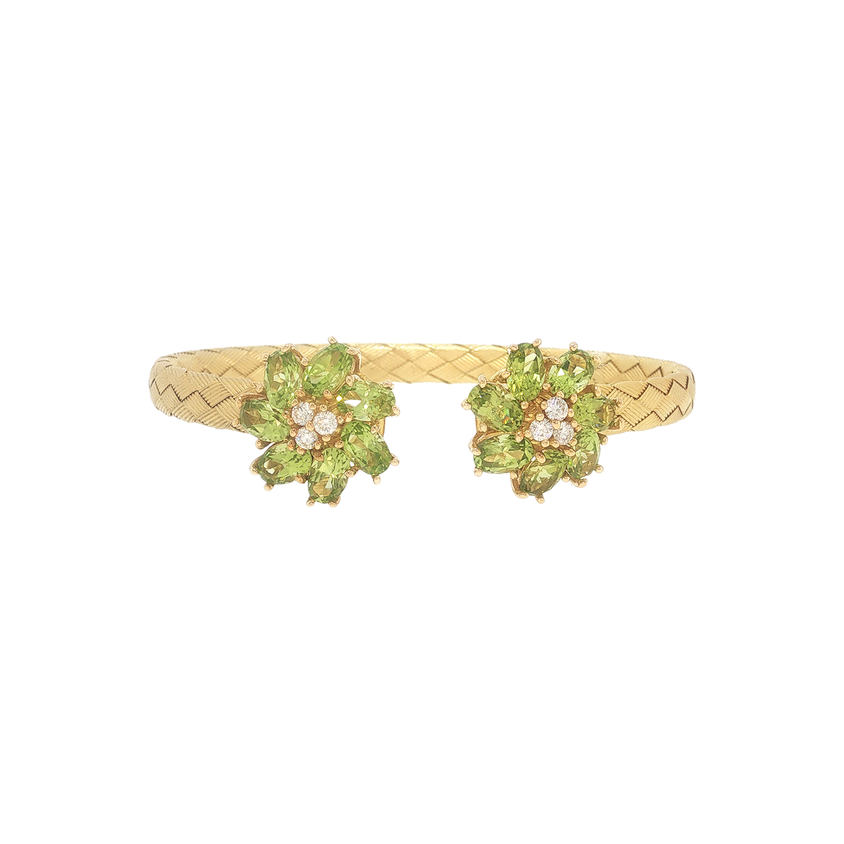 Floral Cluster Bangle in Yellow Gold